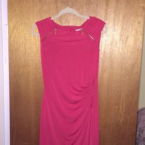 Cache Red Dress with Gold Zipper Details